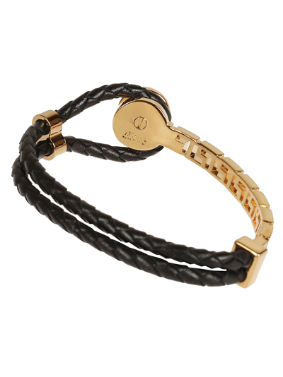 Shop Versace Medusa Logo Detail Woven Bracelet In Black