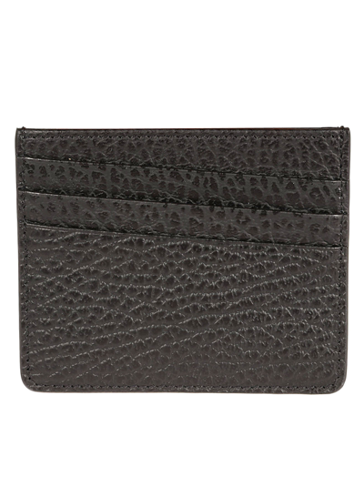 Shop Maison Margiela Grained Leather Logo Detail Card Holder In Black