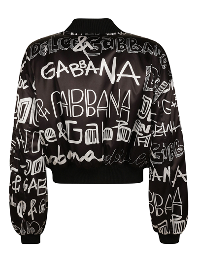 Shop Dolce & Gabbana Logo Graffiti Bomber In Black