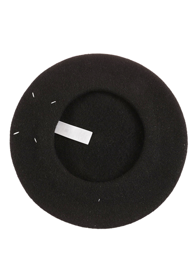 Shop Maison Margiela Logo Detail Basco Hat In Black