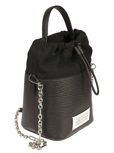 Shop Maison Margiela 5ac Number Patched Bucket Bag In Black
