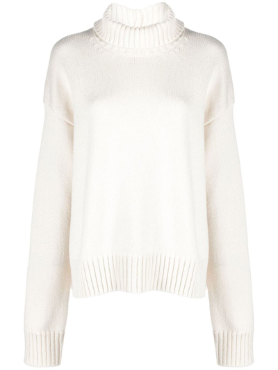 Shop Jil Sander Roll-neck Oversized Jumper In White