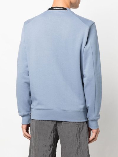Shop C.p. Company Diagonal Raised Fleece Sweatshirt In Blue