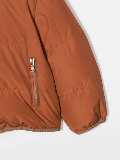 Shop Brunello Cucinelli Padded Hooded Jacket In Orange