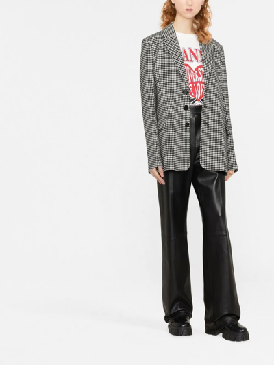 Marni Houndstooth Wool-blend Blazer In Black