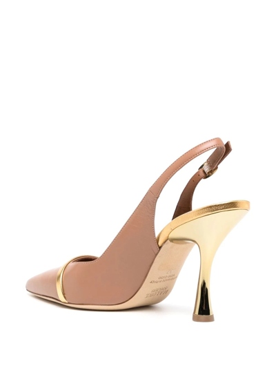 Shop Malone Souliers Kaya Slingback Leather Pumps In Brown