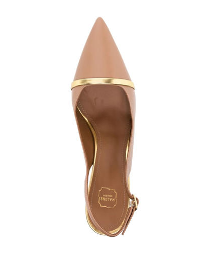 Shop Malone Souliers Kaya Slingback Leather Pumps In Brown