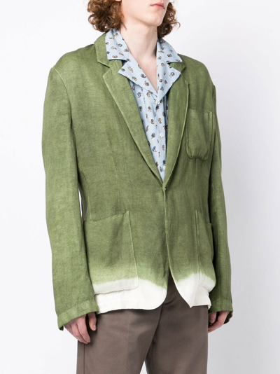 Shop Nick Fouquet Single-breasted Linen Blazer In Green