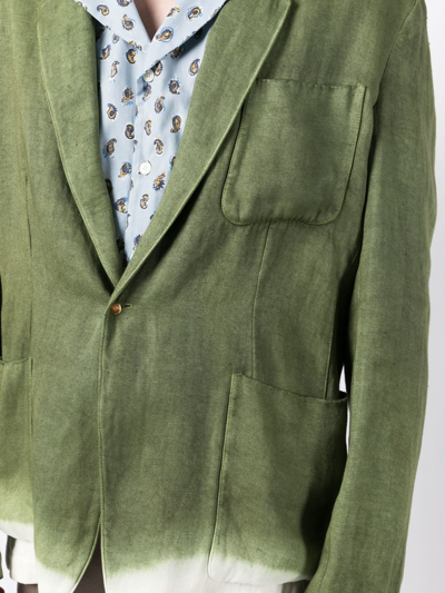 Shop Nick Fouquet Single-breasted Linen Blazer In Green