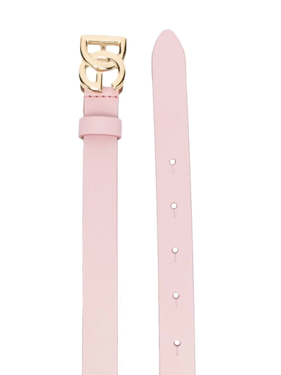 Shop Dolce & Gabbana Logo-buckle Leather Belt In Pink