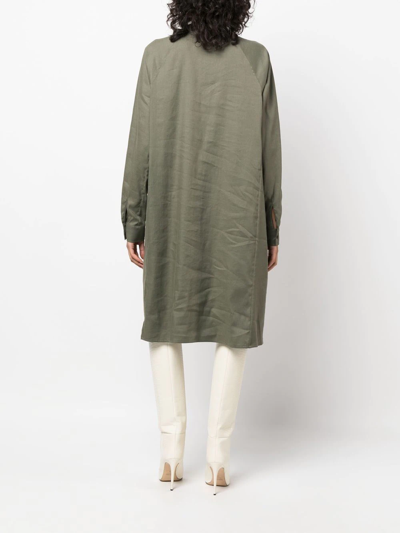 Shop Loewe Embroidered-logo T-shirt Dress In Green