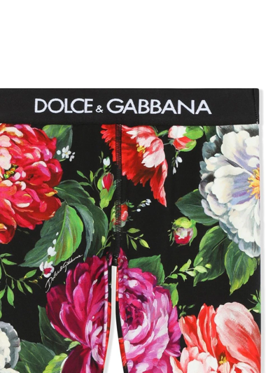 Shop Dolce & Gabbana Floral-print Jersey-knit Leggings In Black