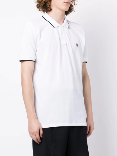 Shop Ps By Paul Smith Stripe-tipping Polo Shirt In White