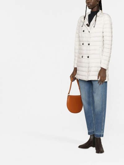 Shop Moorer Double-breasted Puffer Coat In White