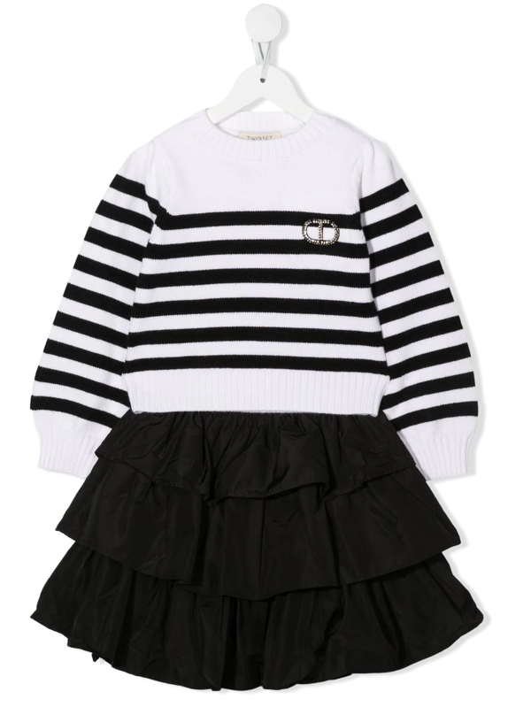 TWINSET Kids striped brushed jumper - White