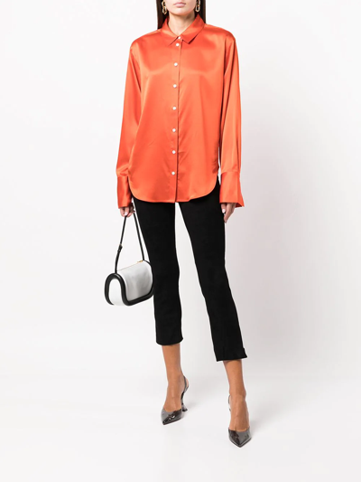 Shop Frame Pointed-collar Silk Shirt In Orange