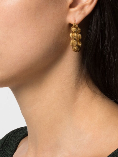 Shop Tory Burch Roxanne Fluted Bead Earrings In Gold