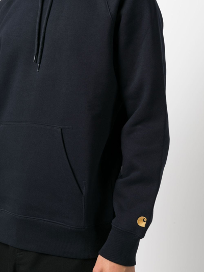 Carhartt Embroidered-logo Detail Hoodie In Blue