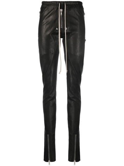 Shop Rick Owens Slim-cut Leather Trousers In Black