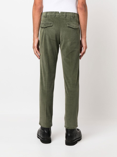 Shop Pt Torino Corduroy Tapered Trousers In Green