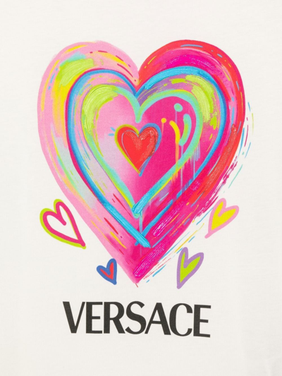 Shop Versace Heart-logo Print Cotton T-shirt In White