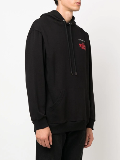 Shop Throwback Stranger Things Graphic-print Hoodie In Black