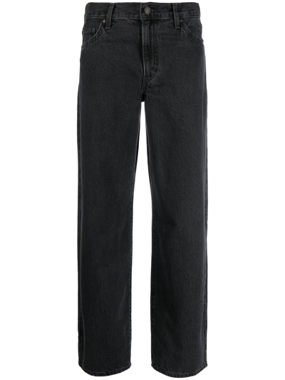 Shop Levi's Mid-rise Straight-leg Jeans In Black