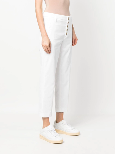 Shop Dondup Button-fastening Cropped Trousers In White