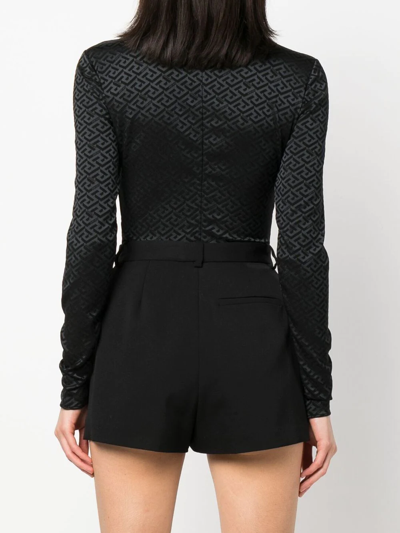 Shop Versace La Greca Bodysuit In Black