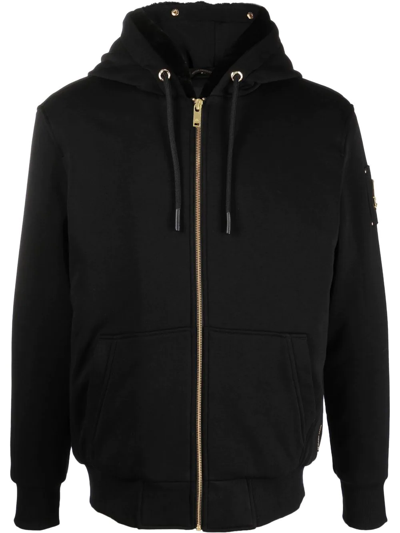 Moose Knuckles Linden Bunny Zip-up Hoodie In Black