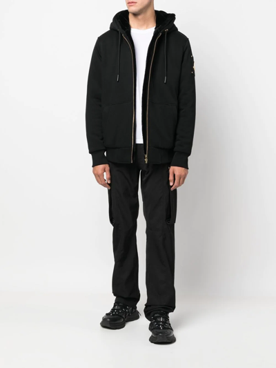 Shop Moose Knuckles Zip-up Hooded Jacket In Black