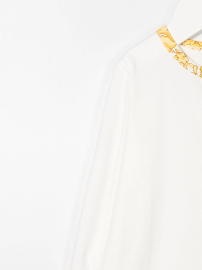 Shop Versace Baroque Logo-print Babygrow In White
