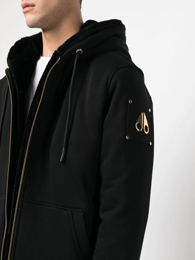 Shop Moose Knuckles Zip-up Hooded Jacket In Black