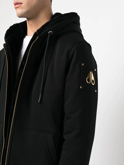 Moose Knuckles Linden Bunny Zip-up Hoodie In Black