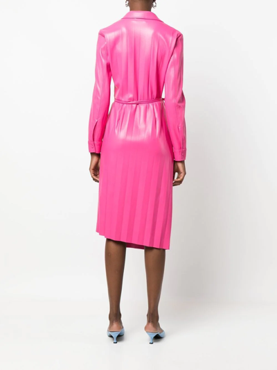 Msgm Pink Faux-leather Midi Dress In Pink