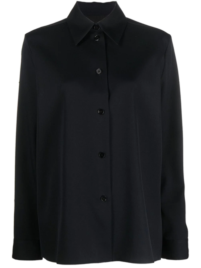Jil Sander Virgin Wool Crêpe Gabardine Shirt In Blue
