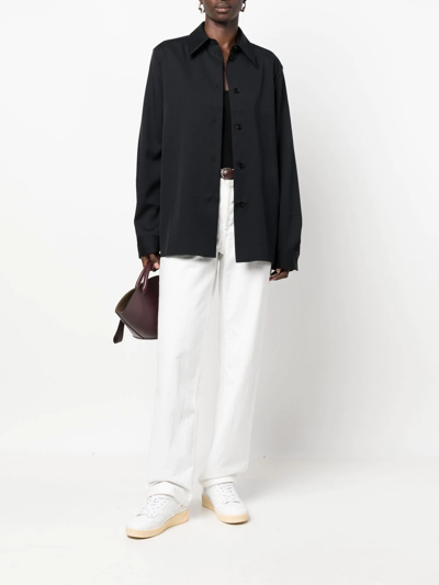 Jil Sander Virgin Wool Crêpe Gabardine Shirt In Blue