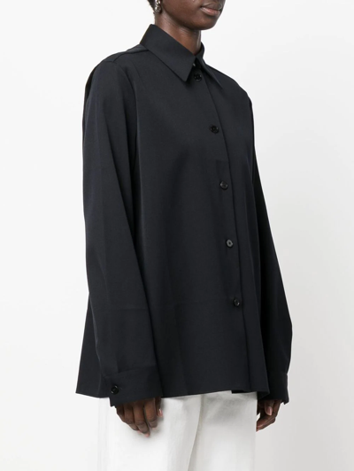 Jil Sander Virgin Wool Crêpe Gabardine Shirt In Blue