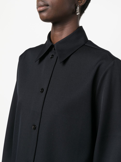 Jil Sander Virgin Wool Crêpe Gabardine Shirt In Blue