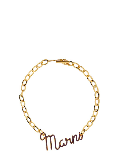 Shop Marni Women's  Burgundy Other Materials Necklace In #800020
