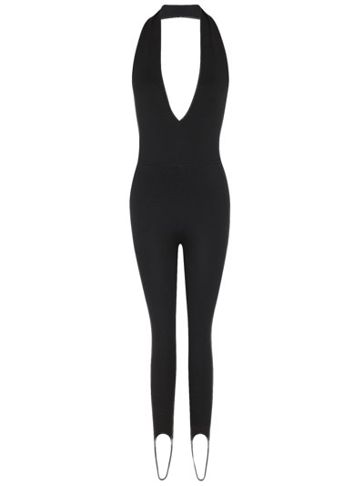 Shop Saint Laurent Halterneck Jumpsuit In Wool In Black