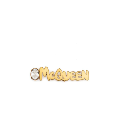 Shop Alexander Mcqueen Gold-tone Logo Letter Brooch