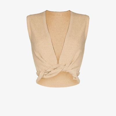 Shop Jacquemus Neutral Le Haut Noué Knotted Top - Women's - Cotton/polyamide/viscose In Neutrals