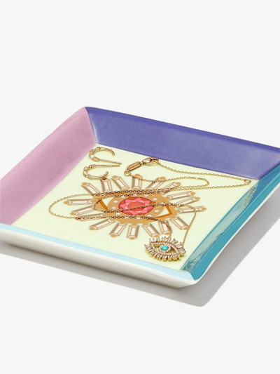 Suzanne Kalan X Jonathan Adler Green Evil Eye Porcelain Jewellery Tray In Green
