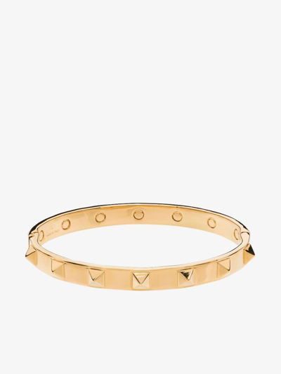 Shop Valentino Gold-tone Rockstud Bangle Bracelet