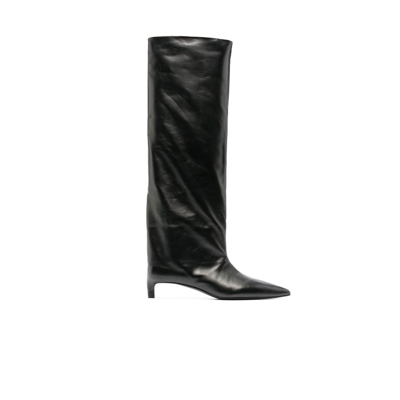 Shop Jil Sander Black 35 Knee-high Leather Boots