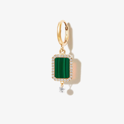 Persée 18k Yellow Gold Malachite Diamond Drop Earring In Gold