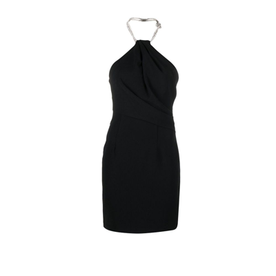 Shop Solace London Kami Crystal Chain Halterneck Mini Dress - Women's - Polyester In Black