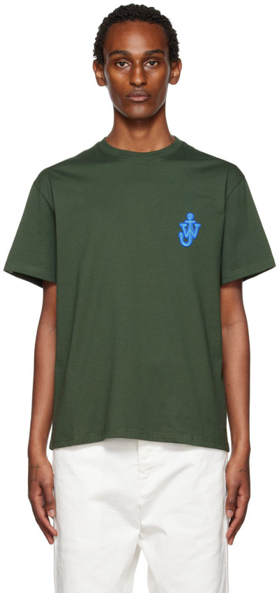 Shop Jw Anderson Green Anchor Patch T-shirt In 585 Bottle Green