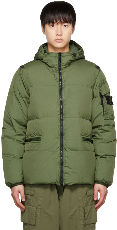 Stone Island Green Garment-dye Crinkle Reps R-ny Down Jacket In Militare |  ModeSens